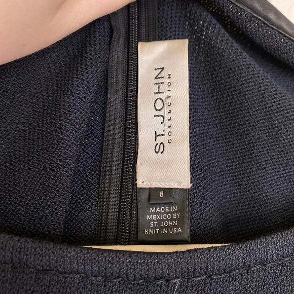 ST JOHN Collection Black Sheath Dress Santana Knit Size 8 Medium Professional - Picture 4 of 10